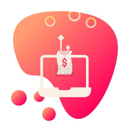 Ilustración de Icono de dinero de phishing. Esquema icono vectorial plano aislado en blanco - Imagen libre de derechos