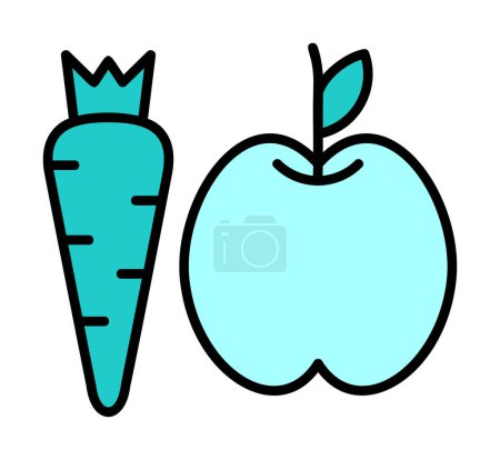 Ilustración de Comida sana simple, manzana y zanahoria icono, vector de ilustración - Imagen libre de derechos
