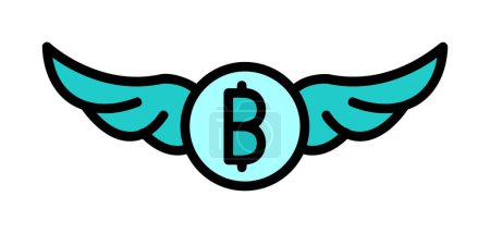 Ilustración de Alas con icono de bitcoin, ilustración vectorial - Imagen libre de derechos