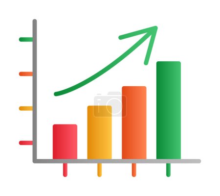 Illustration for Growing graph, bar chart vector illustration - Royalty Free Image