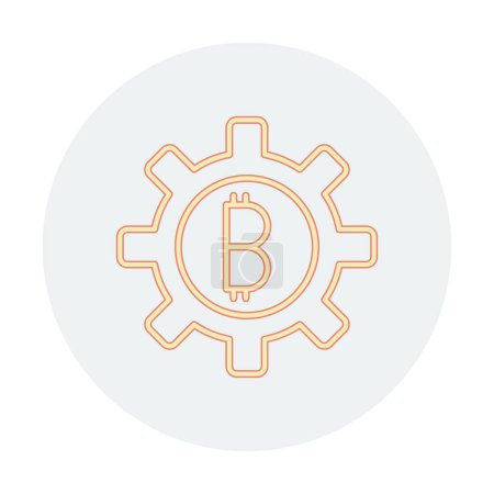 Illustration for Bitcoin gear line icon, vector illustration - Royalty Free Image