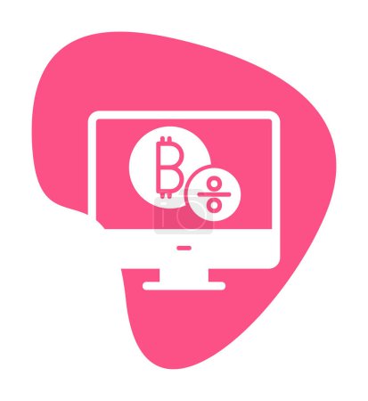 Illustration for Computer monitor with bitcoin sign vector icon. Symbol, logo illustration. Vector graphics - Royalty Free Image