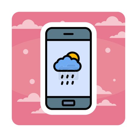 Illustration for Weather App on smartphone web icon, vector illustration - Royalty Free Image