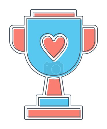 Téléchargez les illustrations : Coupe trophée avec coeur. icône web illustration simple - en licence libre de droit