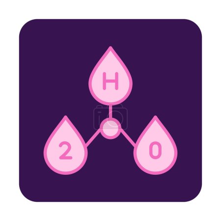 Téléchargez les illustrations : Gouttes d'eau avec h 2 o symbole vectoriel illustration design - en licence libre de droit