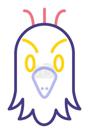 Téléchargez les illustrations : Élégant perroquet tête logo icône plat concept - en licence libre de droit
