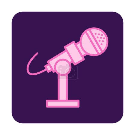 Téléchargez les illustrations : Illustration vectorielle d'icône de microphone. Support de microphone - en licence libre de droit