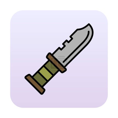 Téléchargez les illustrations : Couteau militaire icône vectoriel illustration symbole conception - en licence libre de droit