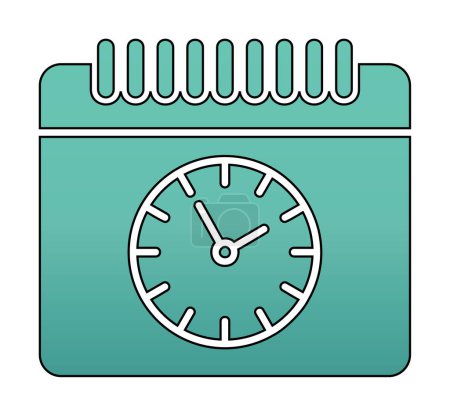 Ilustración de Calendario con icono de reloj, ilustración vectorial. Horario - Imagen libre de derechos