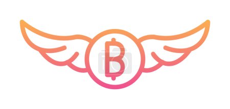 Téléchargez les illustrations : Ailes avec icône Bitcoin, illustration vectorielle - en licence libre de droit