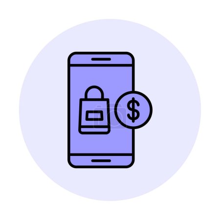 Téléchargez les illustrations : Mobile banking et illustration vectorielle de l'icône dollar - en licence libre de droit