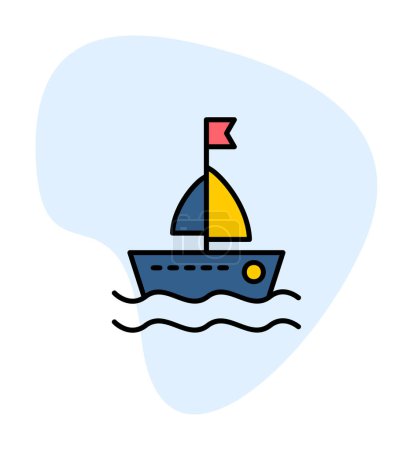 Téléchargez les illustrations : Icône de voilier isolé sur fond. illustration vectorielle - en licence libre de droit