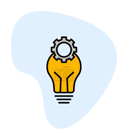 Téléchargez les illustrations : Ampoule avec icône de roue dentée, illustration vectorielle - en licence libre de droit