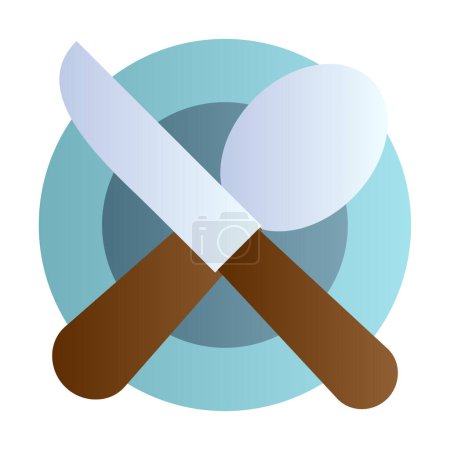 Illustration for Knife and fork on plate, meal icon, vector illustration - Royalty Free Image