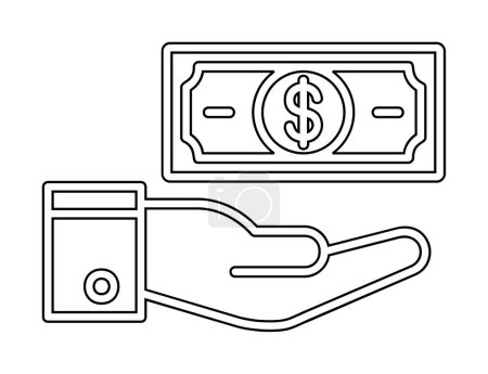 Téléchargez les illustrations : Dollar dans l'icône de la main illustration vectorielle - en licence libre de droit