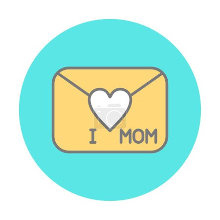 Illustration for Happy mothers day card with love letter, I Love mom symbol on envelope with heart icon, vector illustration - Royalty Free Image