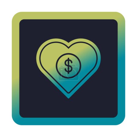 Ilustración de Dólar corazón icono favorito, vector de ilustración - Imagen libre de derechos