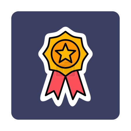 Téléchargez les illustrations : Simple icône de ligne vectorielle de badge Award - en licence libre de droit