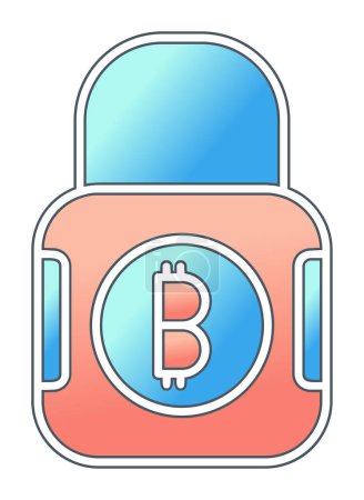 Téléchargez les illustrations : Bitcoin Verrouillage payant icône, illustration vectorielle - en licence libre de droit