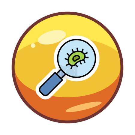 Ilustración de Bacterias Investigación con icono de lupa, ilustración vectorial - Imagen libre de derechos
