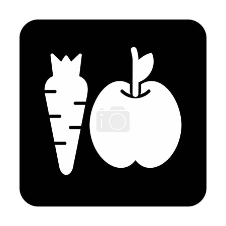 Téléchargez les illustrations : Simple icône Alimentation saine, pomme et carotte, illustration vectorielle - en licence libre de droit