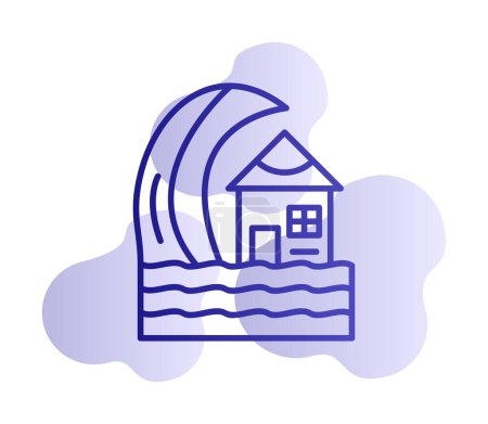 Téléchargez les illustrations : Icône simple tsunami, illustration vectorielle - en licence libre de droit