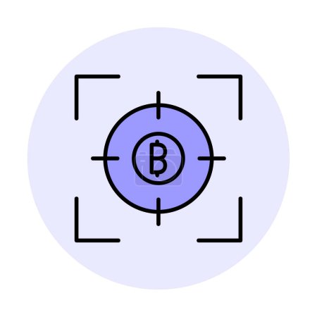 Téléchargez les illustrations : Bitcoin et cible. illustration icône web - en licence libre de droit
