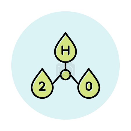 Téléchargez les illustrations : Gouttes d'eau avec h 2 o symbole vectoriel illustration design - en licence libre de droit
