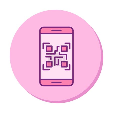 Téléchargez les illustrations : Qr Code sur l'icône web de l'écran Smartphone, illustration vectorielle - en licence libre de droit