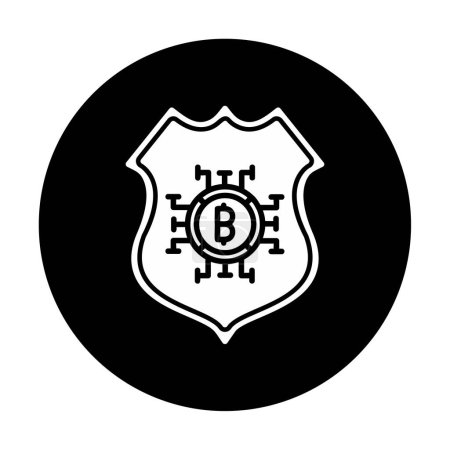 Ilustración de Bitcoin plano y escudo icono de vector - Imagen libre de derechos