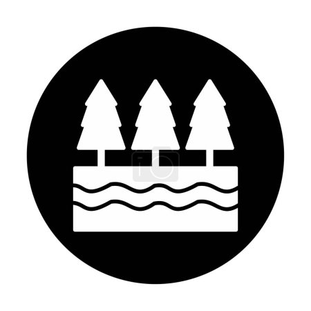 Téléchargez les illustrations : Rivière et arbres illustration vectorielle icône plate - en licence libre de droit