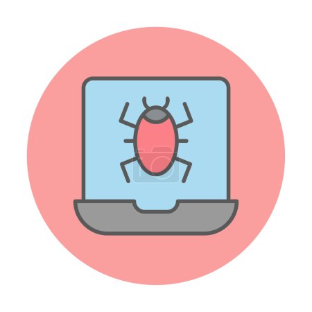Illustration for Virus Infected Laptop Icon - Malware Icon - Royalty Free Image