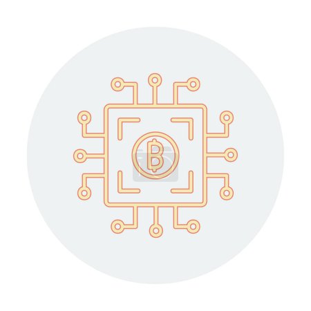 Téléchargez les illustrations : Bitcoin monnaie numérique. Carte de circuit informatique. icône en arrière-plan isolé de style tendance - en licence libre de droit