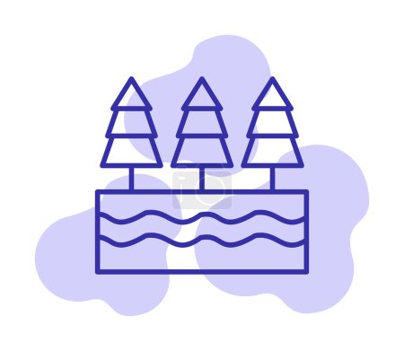 Illustration for River and trees flat icon vector illustration - Royalty Free Image