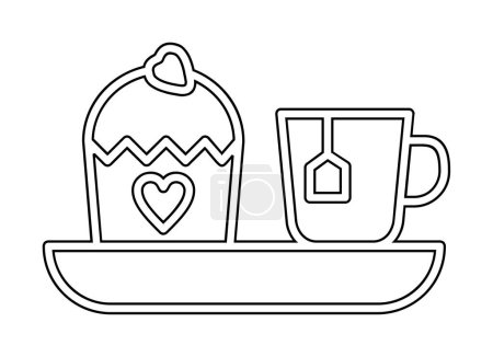 Illustration for Afternoon tea cup and sweet cupcake, vector illustration - Royalty Free Image