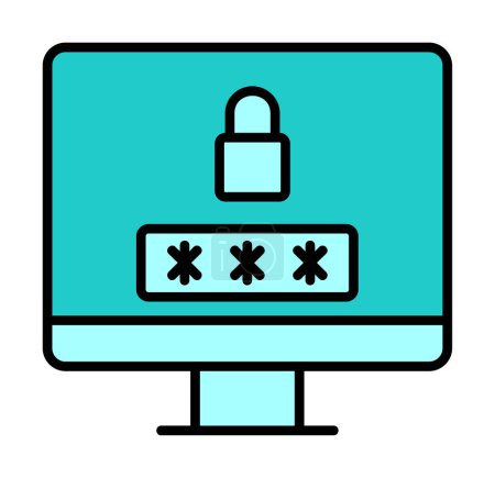 Illustration for Simple Computer monitor Lock screen icon, vector illustration - Royalty Free Image