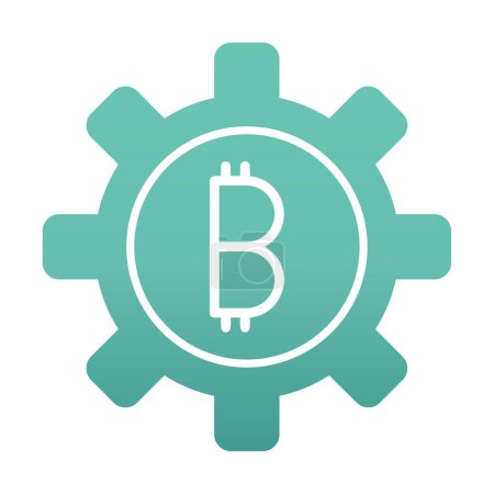 Ilustración de Bitcoin línea de engranajes icono, vector de ilustración - Imagen libre de derechos