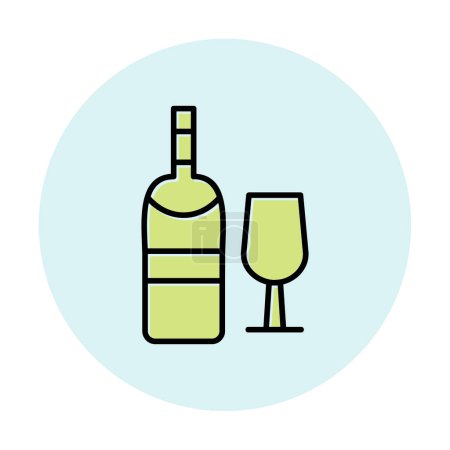 Illustration for Wine bottle and glass icon, vector illustration - Royalty Free Image