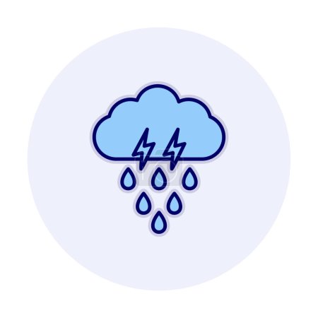 Téléchargez les illustrations : Orage nuage pluvieux symbole, icône météo, illustration vectorielle - en licence libre de droit
