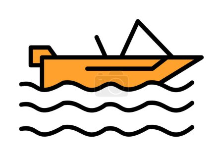 Téléchargez les illustrations : Icône simple bateau à moteur, illustration vectorielle - en licence libre de droit