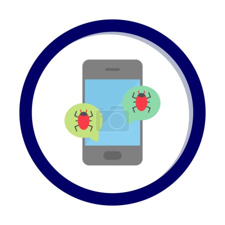 Téléchargez les illustrations : Smartphone infecté par des virus, illustration vectorielle conception simple - en licence libre de droit