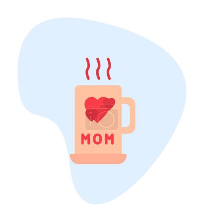 Téléchargez les illustrations : Mug avec icône de maman texte, illustration vectorielle - en licence libre de droit