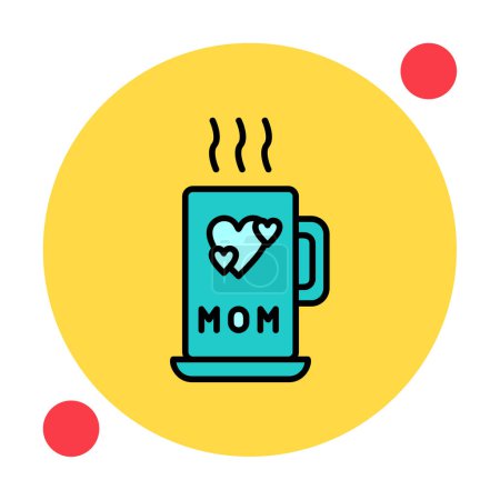 Téléchargez les illustrations : Mug avec icône de maman texte, illustration vectorielle - en licence libre de droit