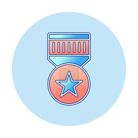 Illustration for Medal icon in trendy flat color style. award badge badge - Royalty Free Image