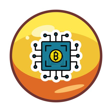 Ilustración de Bitcoin moneda digital. Placa de circuito informático. icono en el estilo de moda fondo aislado - Imagen libre de derechos
