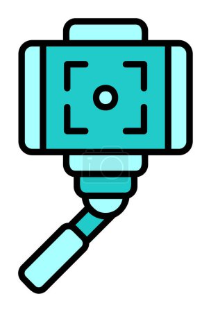 Illustration for Selfie stick with smartphone web icon, vector illustration - Royalty Free Image