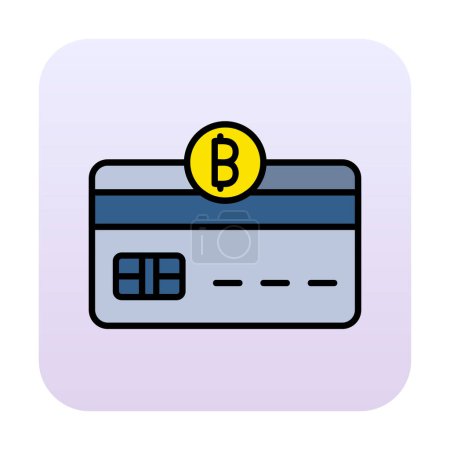 Téléchargez les illustrations : Bitcoin icône de portefeuille, carte de crédit avec icône Bitcoin, illustration vectorielle - en licence libre de droit