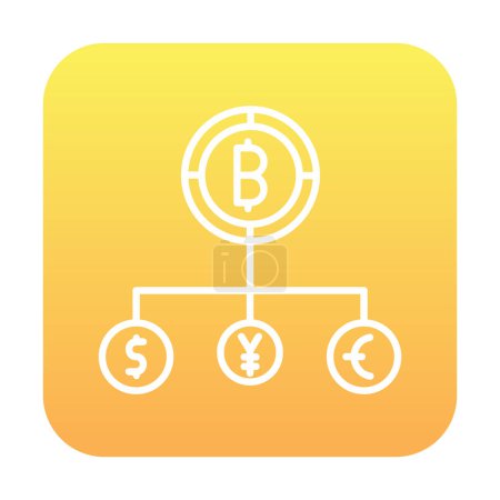 Ilustración de Moneda Estructura con bitcoin, dólar, euro y yen símbolos - Imagen libre de derechos