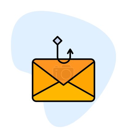 Téléchargez les illustrations : Illustration vectorielle d'icône de ligne de phishing plate - en licence libre de droit