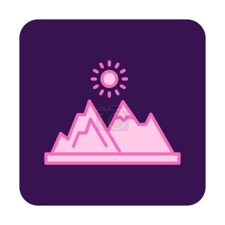 Illustration for Icon of mountains and sun. vector illustration - Royalty Free Image